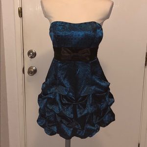 Black and teal strapless dress size 13